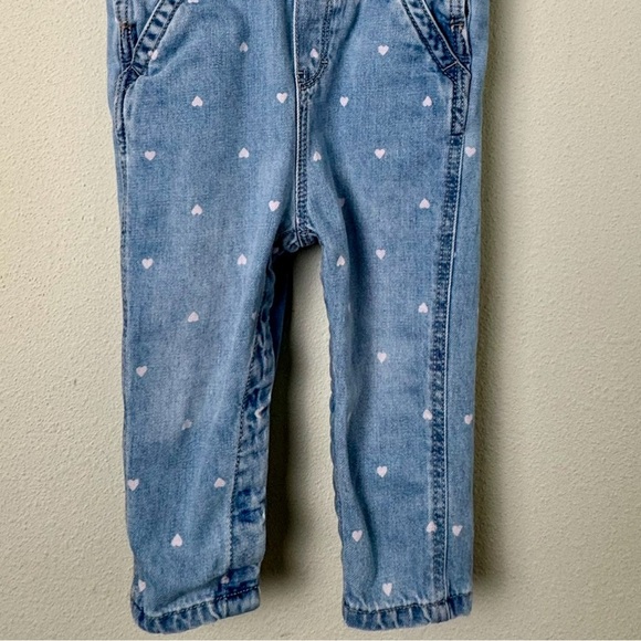 Carter’s Oshkosh Heart Print Denim Overalls 100% Cotton Adjustable Straps 18M - Picture 5 of 10